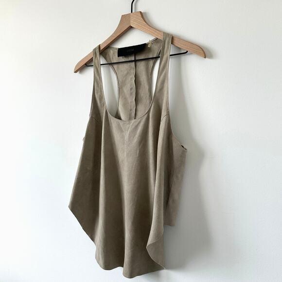 Veda Suede Leather Tank Scoop Neck Racer Back Size M - Picture 3 of 9
